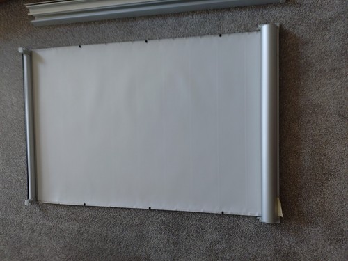 Two used white roller blinds - roller,